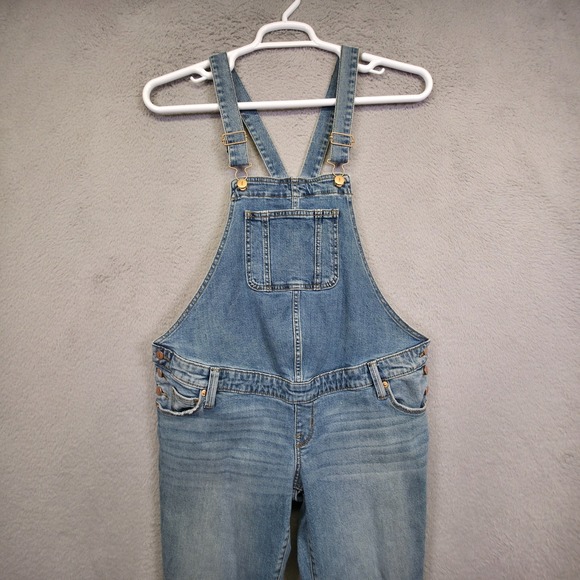 Ingrid and Isabel Maternity‎ Overalls Womens 2 Blue Denim Distressed Hem 36x27 - Picture 15 of 16